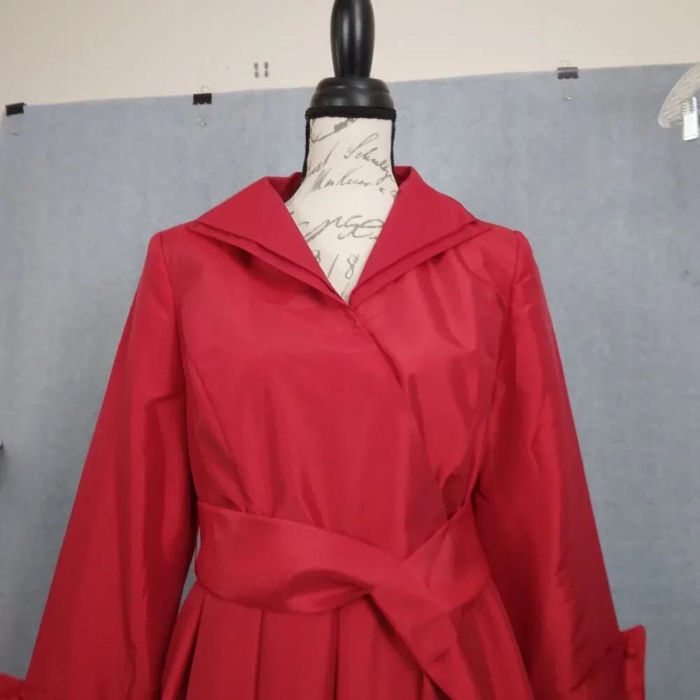 Nubiano | "Church Dress" Red Wrap Dress Belted | Size 12 - Picture 4 of 14